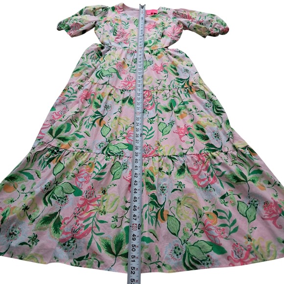 NWT Lilly Pulitzer Lyssa Cotton Midi Dress Womens 12 Pink Cut Out Tiered Pockets - Picture 8 of 16